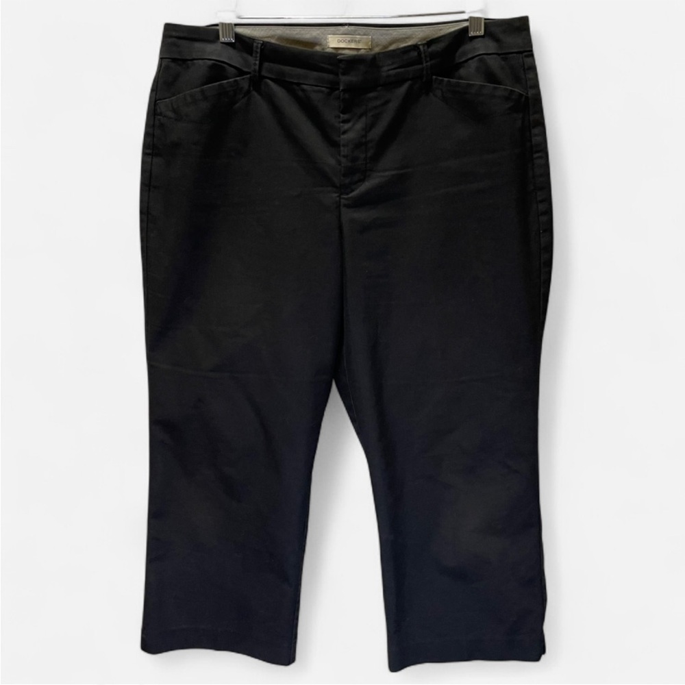 DOCKERS Women's Size US 14 Black Mid-Rise Stretch Trousers/Pants